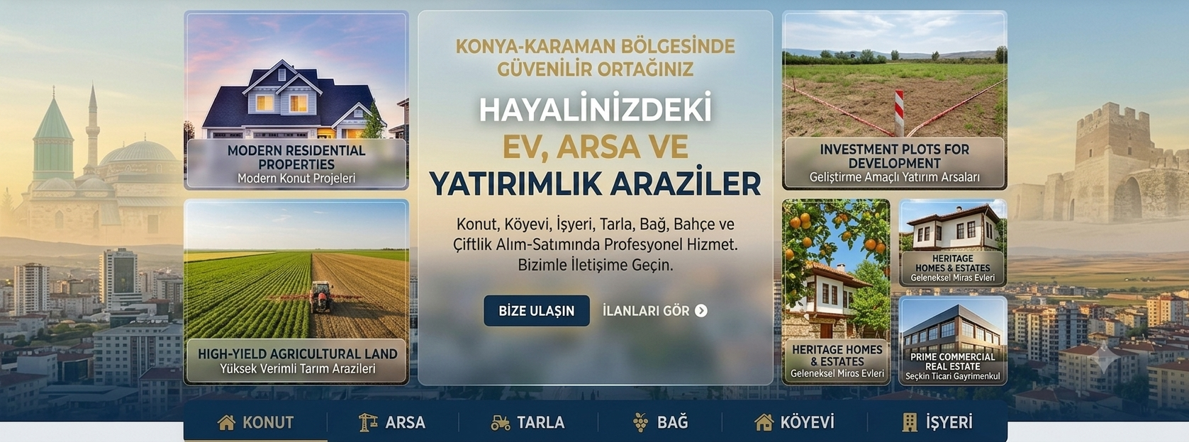 Konya Karaman Bölgesinde En Hesaplı Tarla Fırsatları Ahsen Gayrimenkul'de