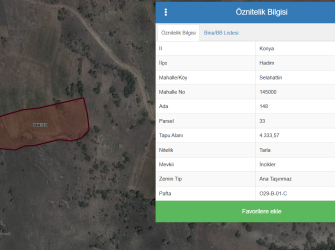 Satılık Çok Hesaplı Tarla Konya-Hadim- Selahattin  köyünde.