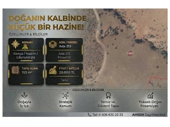 KONYA HADİM GÖYNÜKKIŞLA’DA SATILIK 153 m² TARLA