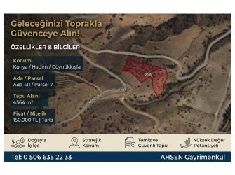 Konya Hadim Göynükkışla’da Satılık 4564 m² Tarla