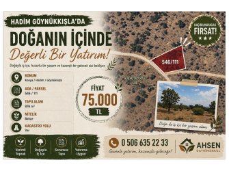 HADİM GÖYNÜKKIŞLA’DA KADASTRO YOLLU 876m² SATILIK BAHÇE