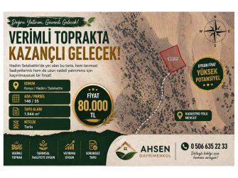 HADİM SELAHATTİN’DE 1944m² SATILIK YATIRIMLIK TARLA