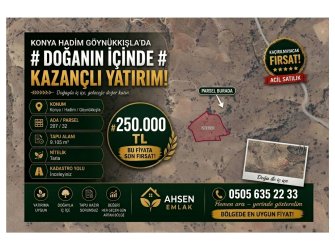 HADİM GÖYNÜKKIŞLA’DA 9.105 m² GENİŞ ARAZİ – YATIRIMLIK FIRSAT!