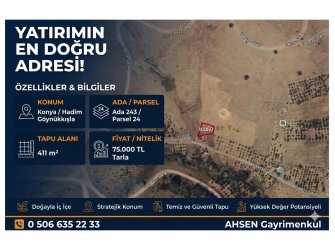 KONYA HADİM GÖYNÜKKIŞLA’DA SATILIK 411 m² TARLA