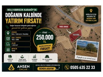 BOLU KIBRISCIK KARAKÖY’DE UYGUN FİYATLI YATIRIMLIK TARLA