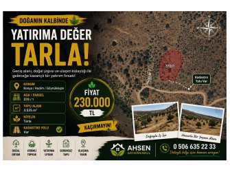 BÜYÜK DÜŞÜNENLERE: Hadim Göynükkışla'da 3.535 m² Geniş Yatırımlık Tarla!