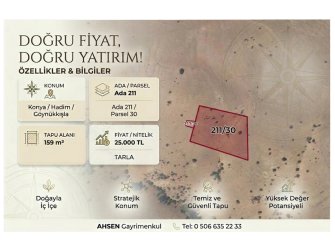 KONYA HADİM GÖYNÜKKIŞLA’DA SATILIK 159 m² TARLA
