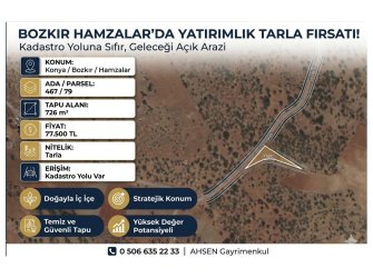 KONYA BOZKIR HAMZALAR’DA SATILIK 726 m² TARLA