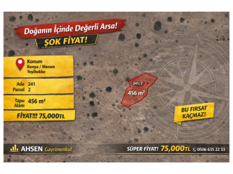 KONYA MERAM YEŞİLTEKKE’DE SATILIK TARLA