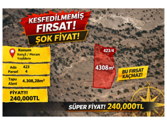 KEŞFEDİLMEMİŞ FIRSAT! – KONYA MERAM YEŞİLDERE SATILIK TARLA