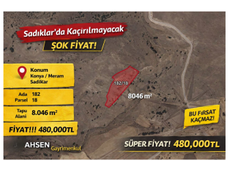 Konya Meram Sadıklar’da Yatırımlık Fırsat